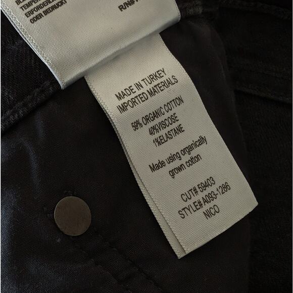 Agolde Nico Black High Rise Slim Fit Cotton Blend Button Skinny Jeans, size 32 - Picture 8 of 9